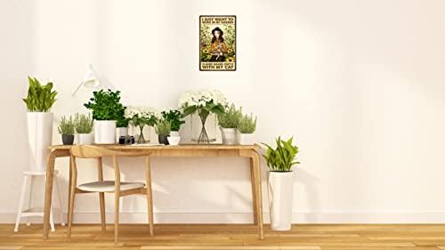 Girl Gift Garden Sunflower Decor I Just Want To Work In My Garden and Hang Out With My Cat Retro Metal Tin Sign Vintage Art Sign for Home Fence Porch Room Wall Decor Poster 8x12 in - Image 4