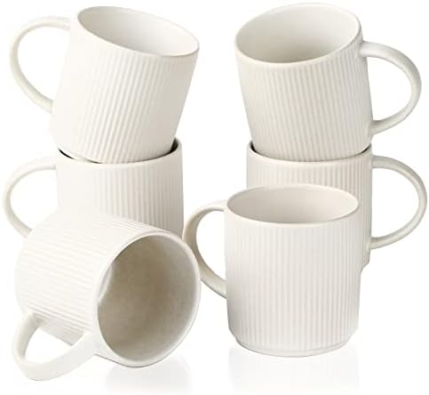 famiware Coffee Mug Set of 6, Star 12 oz Ceramic Mugs Cups Set with Handle by Famiware