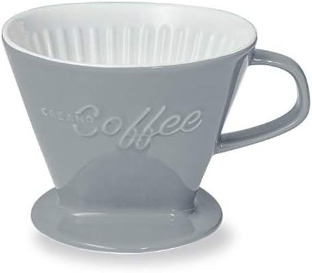 Creano XXL Porcelain Coffee Dripper Stone Grey - Ceramic Cone Brewer - Pour Over Coffee Maker - Filter Size 4 - huge and heavy quality 800gr/28oz - 6 Colours availeble by Creano