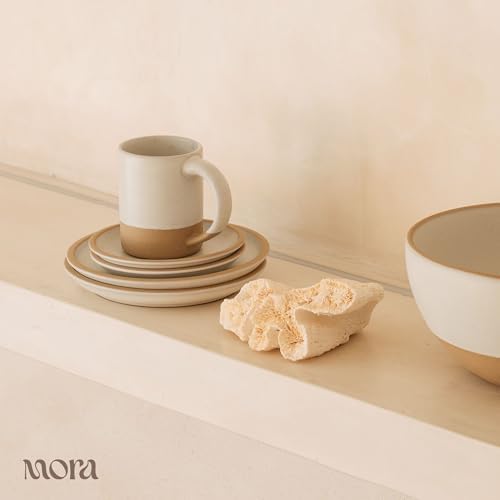 MORA Medium Mugs Set of 4, 16oz Ceramic Pottery Latte Mugs/Coffee Cups - Microwave and Dishwasher Safe - Oat - Image 5