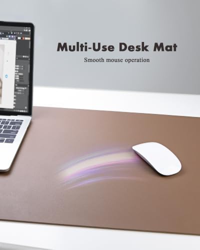 YSAGi Eco Cork Desk Pad, 47" x 17" Leather Desk Mat, Double-Sided Desk Pad Protector,Large Mouse Pad,Waterproof Desk Blotter for Office/Home(Coffee) - Image 5