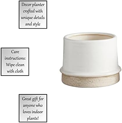 OFEFAN 47th & Main Modern Ceramic Planter Pot, Large, White - Image 3