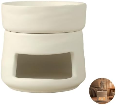 Ceramic Essential Oil Burner, White Nordic Cube Tealight Candle Holder, Modern Minimalist Aroma Diffuser, 3.9 in / 10 x 10 x 10 cm, with Separable Top Lid for Home Spa Decor - Image 4