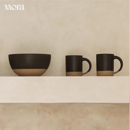 MORA Medium Mugs Set of 4, 16oz Ceramic Pottery Latte Mugs/Coffee Cups - Microwave and Dishwasher Safe - Liquorice - Image 7
