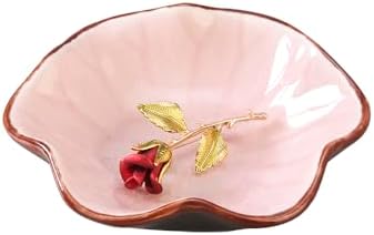 JAMEND CLXP Ice Cracking Leaf Jewelry Dish, Decorative Ring Holder Small Trinket Tray Bowl, Gifts for Daughter Mom Friends, Pink. - Image 7