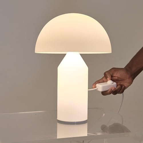 Brightech Venus Glass - 14" Contemporary Table Lamp with Glass Shade and Body - Unique Mushroom Table Lamp - Dimmable LED Light Bulbs for Bedroom Reading, Great Décor for Living Rooms, Offices - Image 5