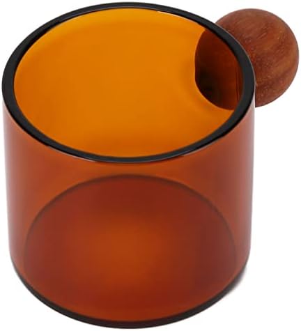 Kikumi Heat Clear Glass Coffee Cup with Wooden Ball Handle for Office Bar Party (Brown) - Image 3