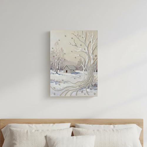 DIY Pearl Painting with Frame, Creative Design, Handmade Stress-Relieving Home Wall Decoration, Includes Frame and Tools-Snow Scene-2 - Image 5