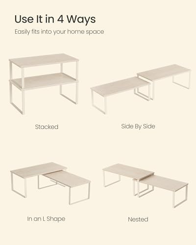 SONGMICS Cabinet Organizer Shelf, Set of 2 Spice Rack, Kitchen Storage - Image 4