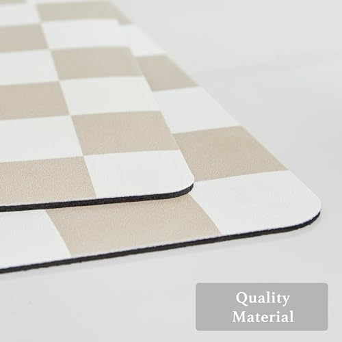 Ohocut Checkered Dish Drying Mat for Kitchen Counter, Coffee Bar Station Accessories, Retro Cute Aesthetic Modern Absorbent Drainer Mat Kitchen Drying Mat Easy Clean, Beige 16" x 24" - Image 6