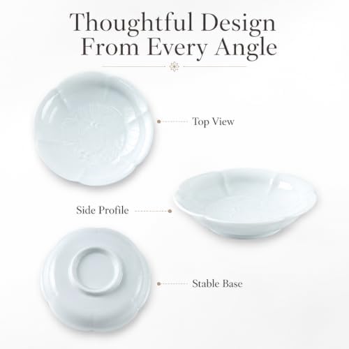 Ceramic Jewelry Dish Tray, Lotus Flower Ring Holder Tray, Elegant Trinket Dish for Rings Earrings Necklace, Glossy & Matte Vanity Organizer for Dresser Nightstand Bathroom Desk Decor, Gift for Women - Image 4
