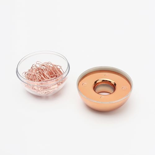 NatSumeBasics Rose Gold Paper Clip Holder Dispenser & 100 Paper Clips - Image 3