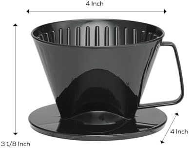 Fino Pour-Over Coffee Brewing Filter Cone, Number 1-Size, Black, Brews 1 to 2-Servings - Image 3