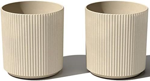 Veradek Demi Series Round Planter for Porch, Patio, Backyard | Durable Plastic-Stone Composite Material | Modern Décor for Tall Plants, Flowers by VeradekOutdoor