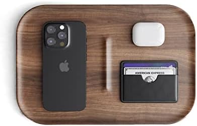 Valet Tray Wooden Premium Wood Catchall EDC Tray for Desk Bedside Concierge Tray Organizer Key Wallet Watch Phone Storage (Walnut) by RAICO