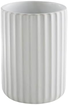 Nordic Ceramic Mug, Japanese Tea Cup 10oz Striped Cup No Handle Drinking Cup for Latte Milk Water Beverage Juice Microwave and Dishwasher Safe (Matte White) by Unknown