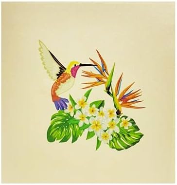 ETA 3D Floral Hummingbird Pop Up Card, Birthday Card, Thank You Card, Mother's Day Card, Nature Card, Congratulate with 3D Bird, Laser Cut, Handmade in Vietnam, 5.9 in x 5.9 in