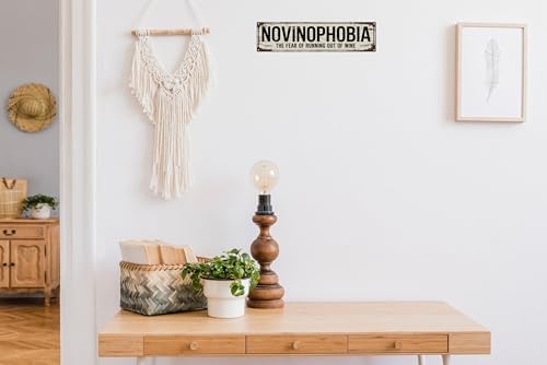 AWISZZZ Novinophobia Wine Fear Metal Sign 4x16in Humorous Plaque for Bar Wall Decor Wine Lover Gift - Image 4