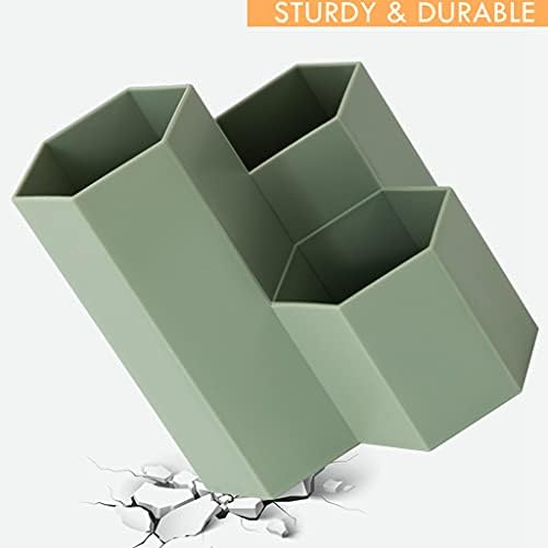 Pen Holder for Desk Pencil Organizer Small Desk Accessories Organizer Cute Pens Cup for Office,School and Home (Green, Triangular) - Image 4