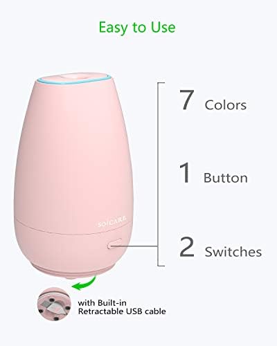 Portable Car Diffuser for Essential Oils, Small USB Aroma Humidifier with Soft Ambient Light, Perfect Personal Scent Diffuser for Vehicle, Home, Gym & Travel – Pink - Image 2