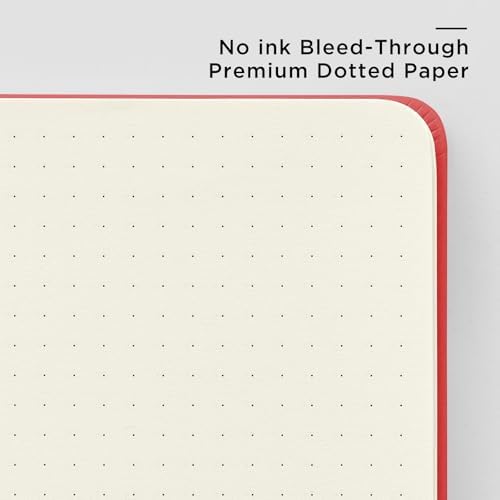&And Per Se Dotted Journal Notebook, A5 Hardcover Leather Dotted Journal, 160 Pages 100gsm Thick Dot Grid Paper, 3 Sheets of Stickers Included - 5.7'' x 8'' (Red) - Image 5