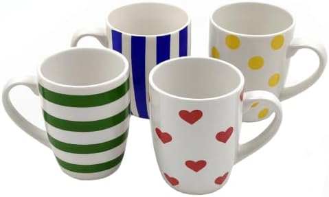 Colorful Ceramic Mug Set of 4 Boho Porcelain Mug Set Artistic Coffee Cup Set of 4 with Gift Boxed for Family, Office & Parties,Housewarming Gift by Unknown