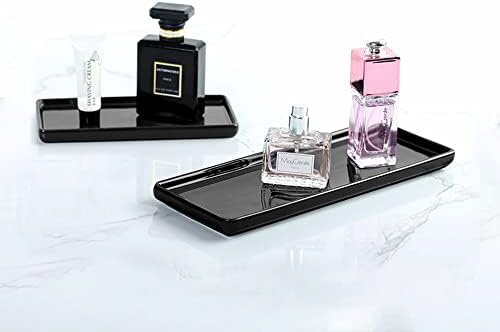 Black Ceramic Vanity Tray, Small Rectangle Tray, Counter Tray for Kitchen Sink, Marble Bathroom Tray, Organizer for Candle, Soap, Jewelry, Perfume, Towel Holder for Decoration Bedroom(Large) - Image 4