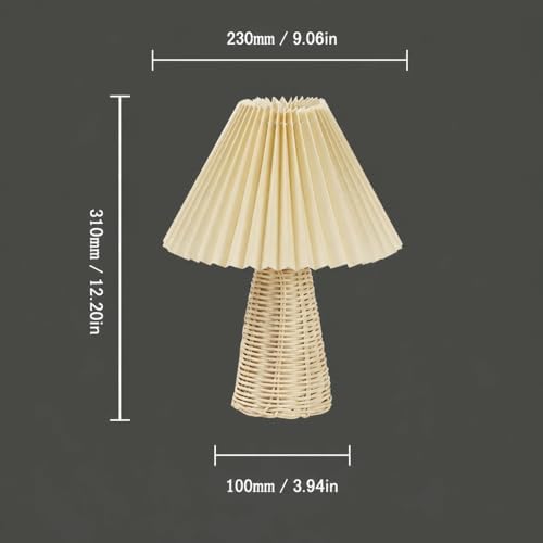 Bedside Night Lamp with Rattan Base, Vintage Style Soft Focus Light for Bedroom, Living Room, Nightstand, Tabletop, Reading Desk and Home Decoration - Image 2
