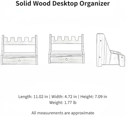 Solid Wood Desktop Organizer with Drawer, Compact Office Desk Caddy for Pens and Small Accessories, Space-Saving Display Rack for Home Workspace (1 PC) - Image 7
