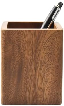 Walnut Wooden Pencil Holder Cup for Desk Natural Wood Pen Holder Stand for Office Home (Square) by Unknown