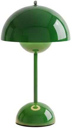 Lucido NordGlow Table Lamp - Cordless Rechargeable Mushroom Dome Lamp, Dimmable Touch LED with Warm Ambient Glow, Modern Mid-Century Accent Light for Bedroom, Desk, Bar & Nightstand (Green) by Unknown