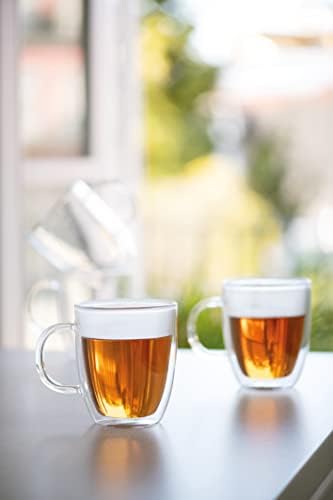 Bodum 15oz Bistro Double Wall Insulated Mug, High-Heat Borosilicate Glass, Set of 2, Clear - Image 3