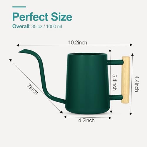 Watering Can Indoor Plants, 35 oz/1000 ml Metal Stainless Steel Watering Can Pot with Long Spout for Indoor House Plants Bonsai Outdoor Garden Flower Decorative (Alpinegreen) - Image 7