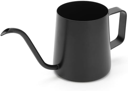 350ml Small Watering Can for Indoor Plants, 12oz Mini Plant Watering Pot with Long Spout and Handle, Black Tiny Stainless Steel Watering-Can for Outdoor Indoor Plants Flower Garden by Unknown