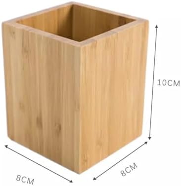 Lurrose 2pcs Bamboo Wood Stackable Storage Bins Organizer for Office Desk Accessories Pen Holder Stationery Organizer - Image 6