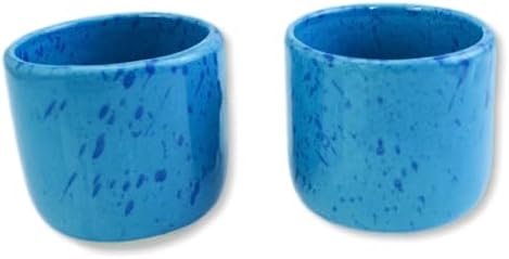 roro 8 oz Coral Blue Ceramic Coffee Cups, Set of 2 – Speckled Stoneware Tea & Cocoa Mugs, Lead-Free, Microwave & Dishwasher Safe by Roro
