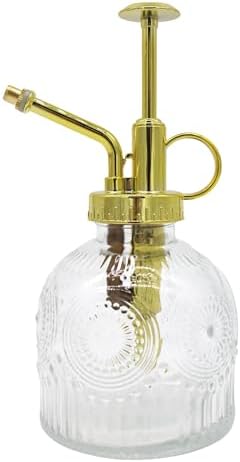Glass Plant Mister Spray Bottle, 230ML Vintage Plant Spritzer, Succulent Watering Bottle Glass with Top Pump, Small Plants Sprayer Watering Can for Indoor Outdoor House(Clear) by VKSG