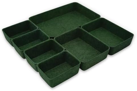 Welaxy 7-Piece Felt Drawer Organizer Bins, Dividers Tray Set, Forest Green - Image 5