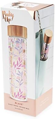 Pinky Up Blair Travel Tea Infuser Mug, Double Walled Insulated Travel Tumbler with Loose Leaf Tea Strainer, Travel Coffee Mug, Keeps Drinks Hot or Cold, 16 oz, Botanical Design - Image 5