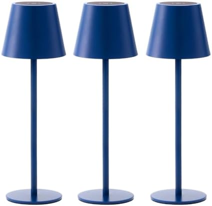 3 Pack Cordless Table Lamp, Portable Battery Operated Lamp with 3 Color Temps and Stepless Dimming, Rechargeable Table Lamp for Dinner, Desk, Cafe, Outdoor (Navy Blue) by Keysays