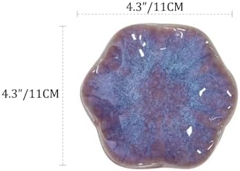 Ceramic Leaf Trinket Dish - 4-Leaf Clover Ring Holder & Lotus Jewelry Tray, Elegant Decorative Gift for Women (Purple+Pink) - Image 3