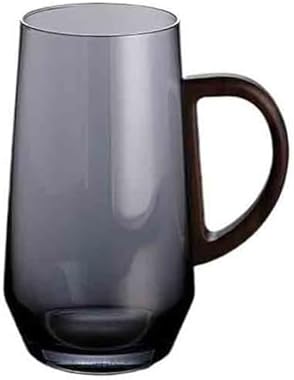 Glass Cup Glass Mug with Wooden Handle, Clear Borosilicate Cup for Tea, Latte, Espresso Coffee and Juice, 17.6oz/500ml Parties(Gris) by Unknown