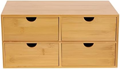 Tabletop Original Bamboo Desk Organizer - Mini Bamboo Desk Drawer Tabletop Storage Organization Box for Office Home Toiletries Supplies, No Assembly Required (4 Drawers(2+2)) by GUDBYWXB
