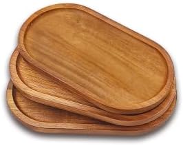 Small Wooden Tray (7.5 x 4.1 inch) 3 Pack, Oval Mini Serving Tray by VSUINGO-StriveforPerfection