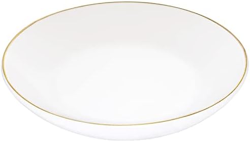 HANKOR 4.75" Ceramic Jewelry Tray, Small Ring Dish Holder Trinket Tray, Catch All Trays for Ring Earring Necklace Key, Christmas Gifts for Women Girls, White by HANKOR