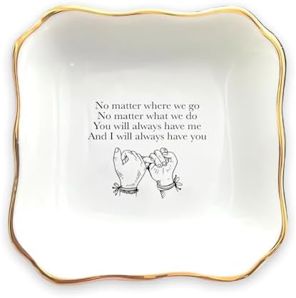 Ceramic Ring Dish, White Jewelry Dish, Trinket Tray, Wedding & Vday Gift, No Matter Where We Go Lovers Day Gifts by HatafaFurni