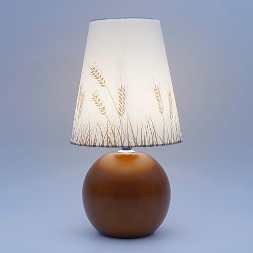 Vintage Wooden Base Fabric Night Lamp, Adjustable Light Color and Brightness with Power-Off Memory, Safe USB Powered, Retro LED Table Light for Bedroom Living Room Office (Wheat) by KVPPVTLighting