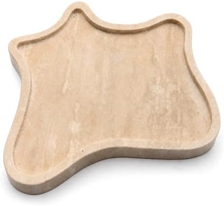 Natural Yellow Travertine Stone Tray Irregular Shape Decorative Organizer for Bathroom Vanity, Kitchen Countertop & Coffee Table | Unique Textured Display for Perfume, Candles, Jewelry（Small） by Unknown