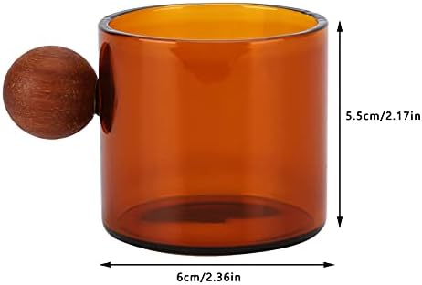 Glass Coffee Cup Clear Heatproof Glass Coffee Mug With Wooden Ball Handle Coffee Bar Accessories, Cafe Style Clear Coffee Mug, Tea Cup, Large Espresso Glasses (Brown) - Image 6