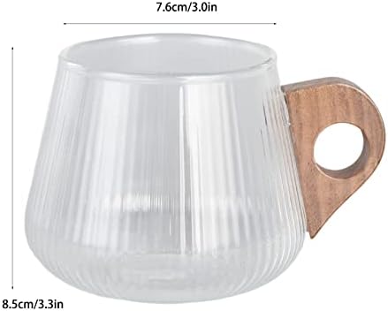 AYNEFY Glass Coffee Cup Cup Coffee Glass with Wooden Handle for Tea Milk Whiskey Home Kitchen Travel (450ml) - Image 7